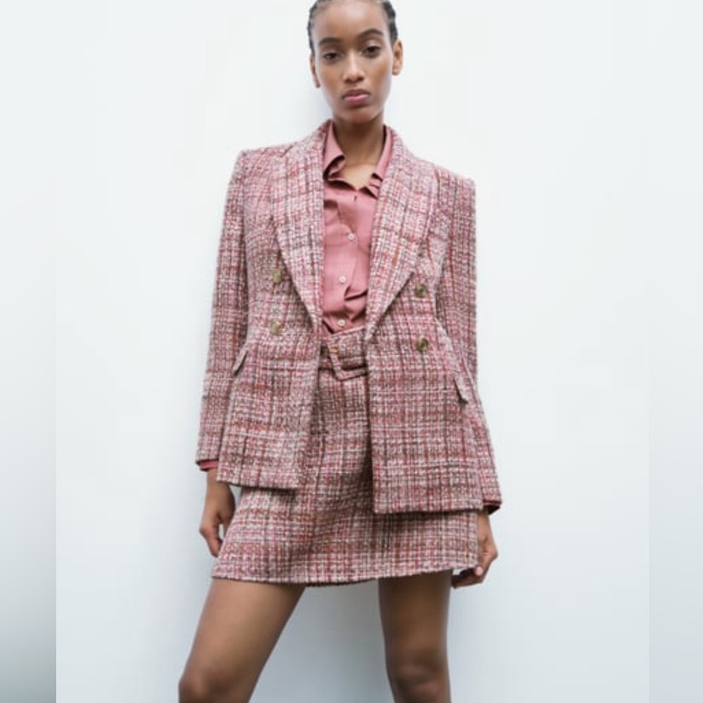 Textured double breasted blazer